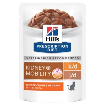 Hill's Prescription Diet Feline k/d + j/d Kidney +Mobility Ragout mit Huhn 12 x 85g Nassfutter Katze