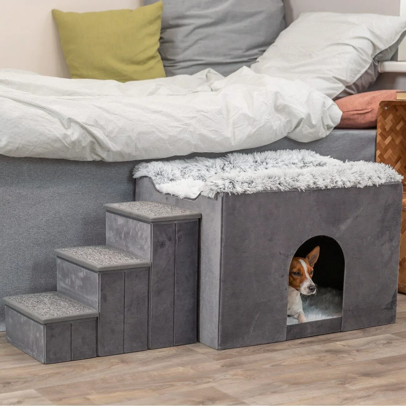 Hunde Beistellbett Harvey mit Treppe und Höhle - Image 2
