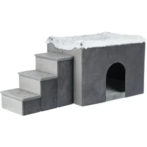 Hunde Beistellbett Harvey mit Treppe und Höhle