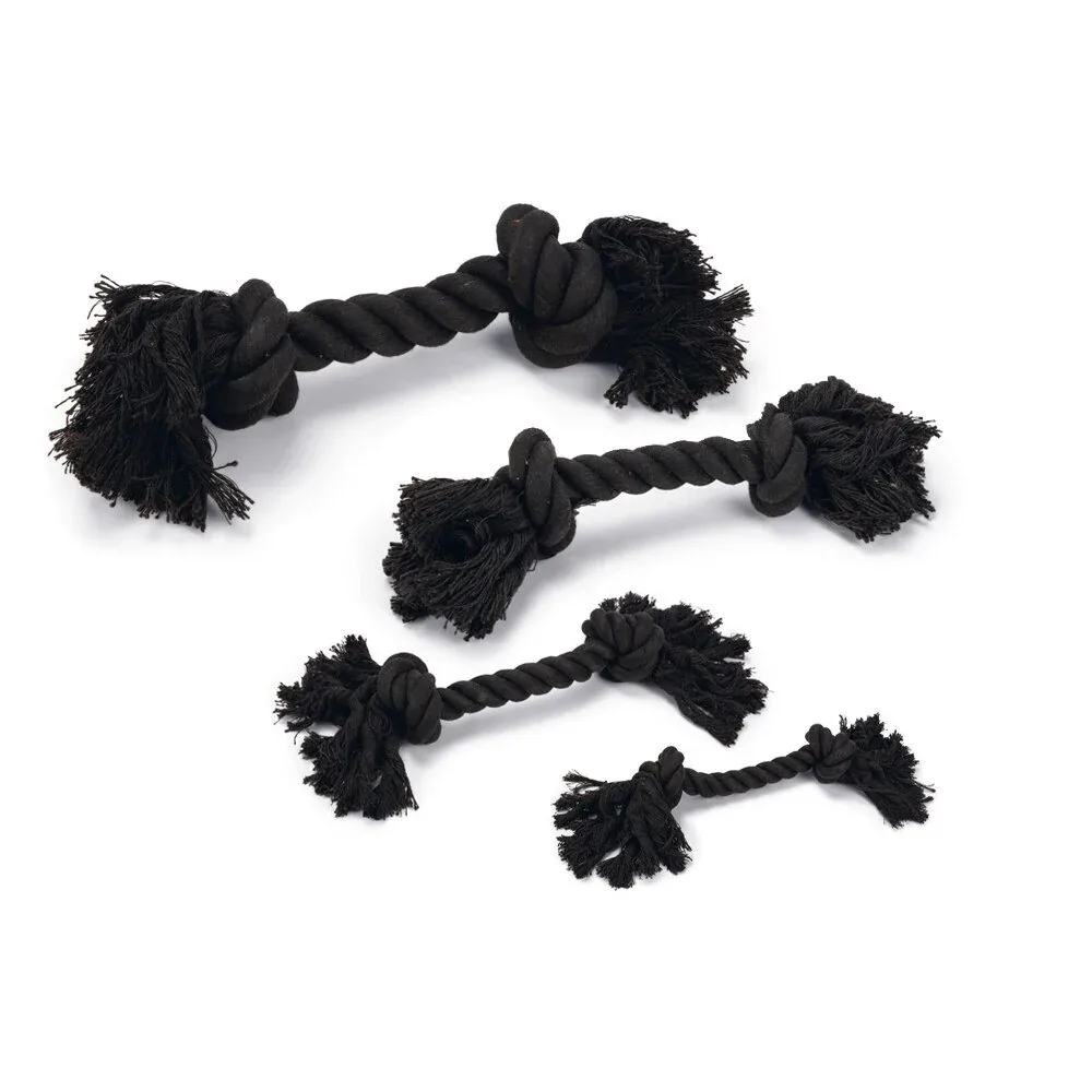 Hunde Spieltau mit 2 Knoten Schwarz
