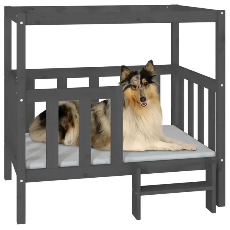 Hundebett Grau 105,5x83,5x100 cm Massivholz Kiefer - HaustierPro