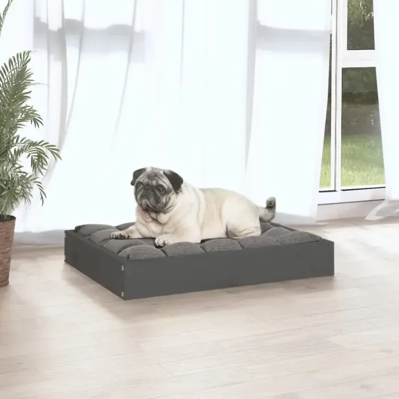 Hundebett Grau 61,5x49x9 cm Massivholz Kiefer - HaustierPro