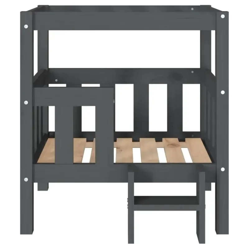 Hundebett Grau 65,5x43x70 cm Massivholz Kiefer - HaustierPro