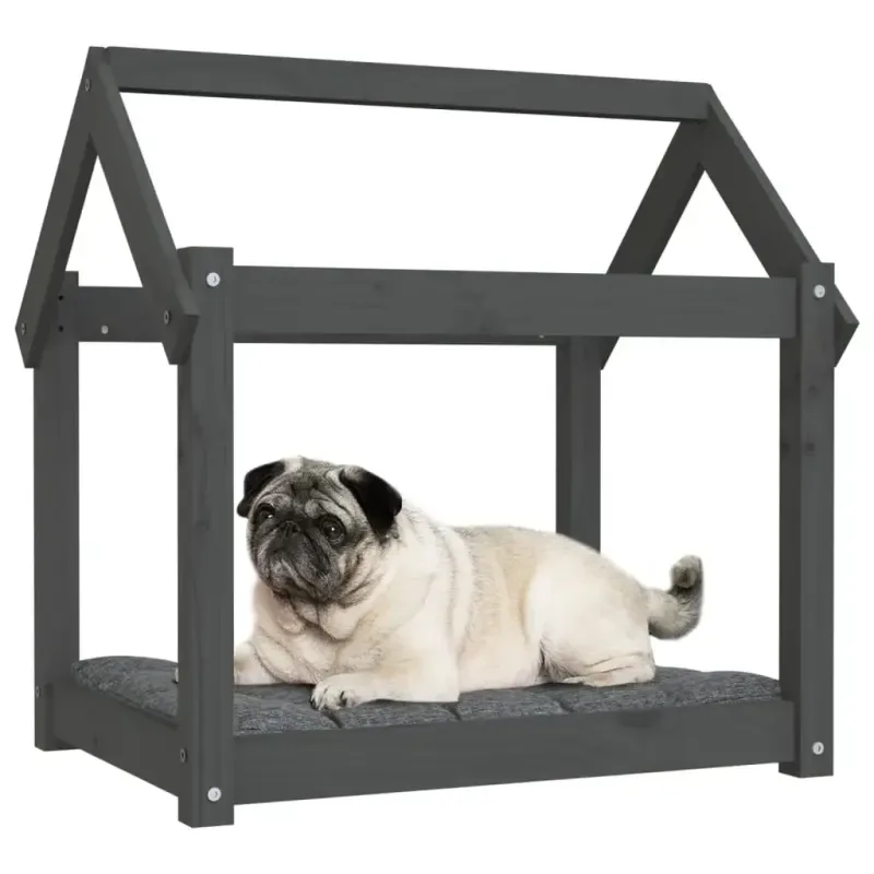 Hundebett Grau 71x55x70 cm Massivholz Kiefer - HaustierPro