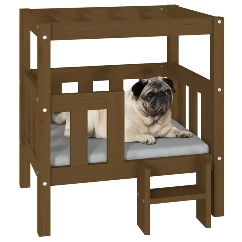 Hundebett Honigbraun 65,5x43x70 cm Massivholz Kiefer - HaustierPro