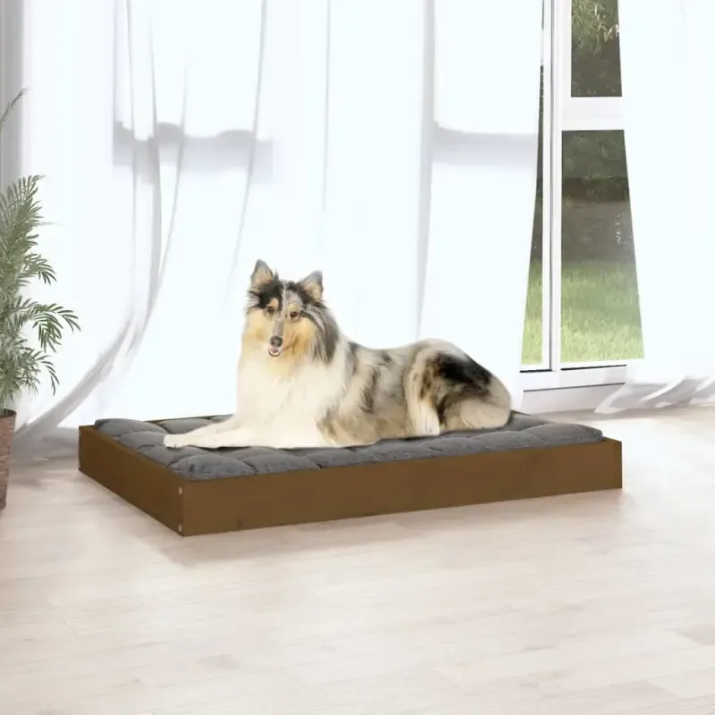 Hundebett Honigbraun 91,5x64x9 cm Massivholz Kiefer - HaustierPro