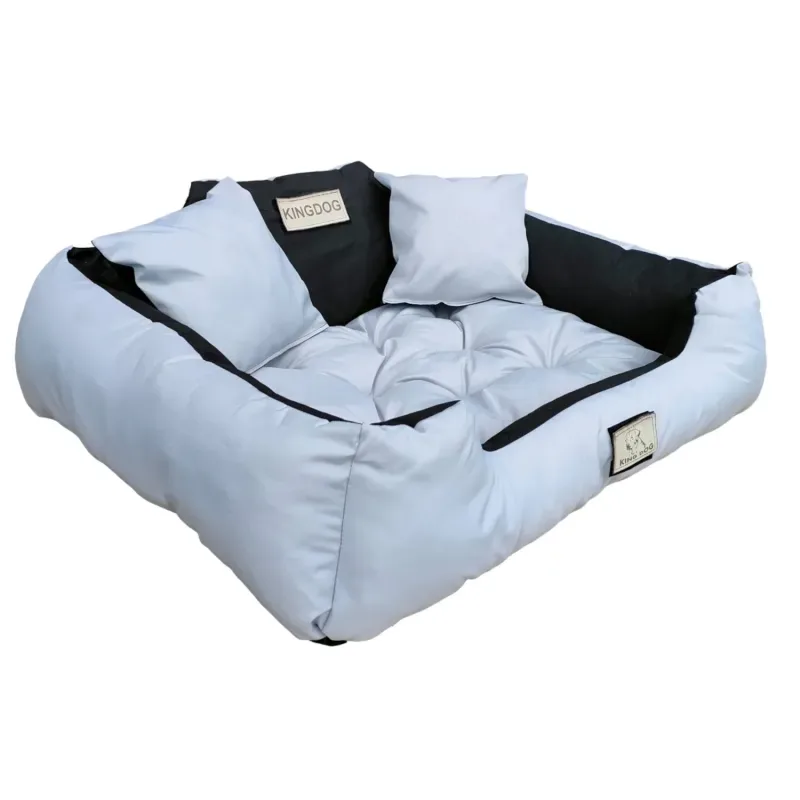 Hundebett Katzenbett 55 x 45 Hellgrau Kingdog Größe S mit Memory Foam - HaustierPro