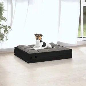 Hundebett Schwarz 51,5x44x9 cm Massivholz Kiefer - HaustierPro