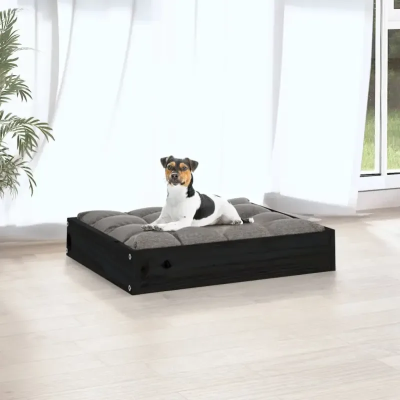 Hundebett Schwarz 51,5x44x9 cm Massivholz Kiefer - HaustierPro