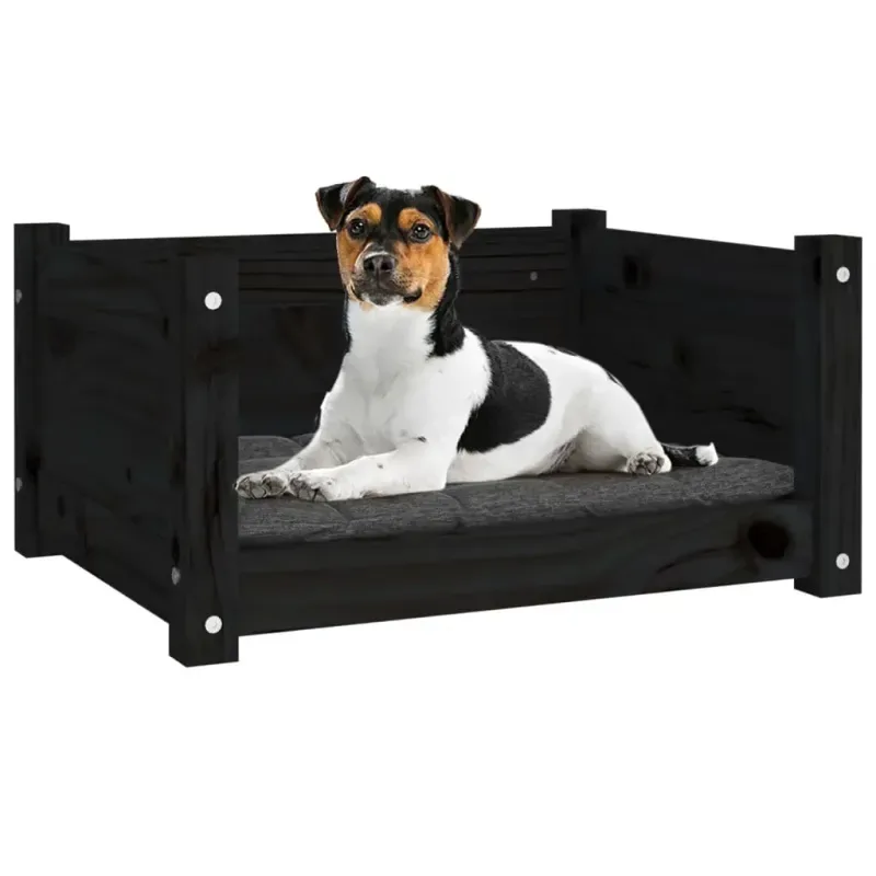 Hundebett Schwarz 55,5x45,5x28 cm Massivholz Kiefer - HaustierPro