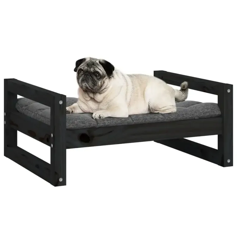 Hundebett Schwarz 65,5x50,5x28 cm Massivholz Kiefer - HaustierPro