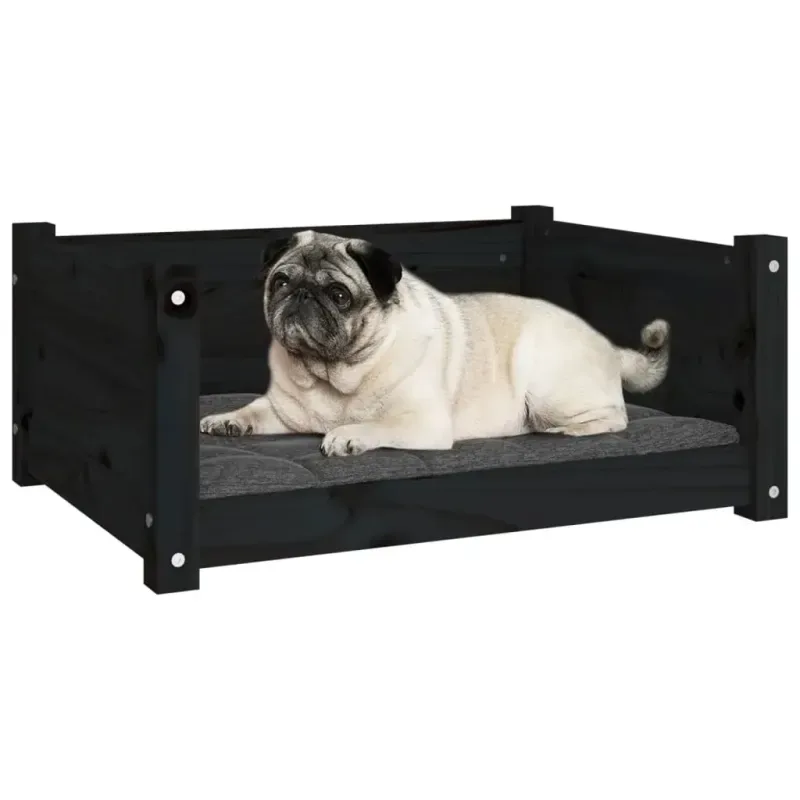 Hundebett Schwarz 65,5x50,5x28 cm Massivholz Kiefer - HaustierPro