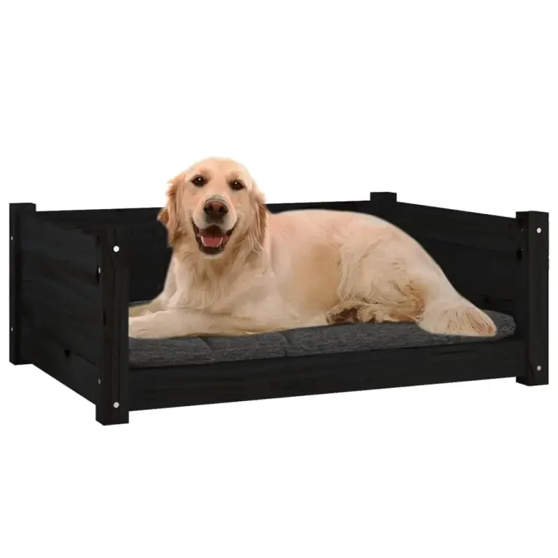 Hundebett Schwarz 75,5x55,5x28 cm Massivholz Kiefer - HaustierPro
