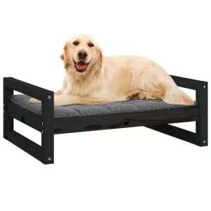 Hundebett Schwarz 75,5x55,5x28 cm Massivholz Kiefer - HaustierPro