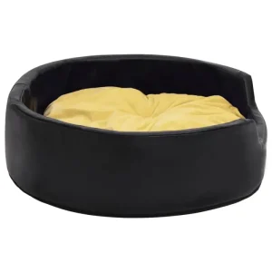 Hundebett Schwarz-Gelb 99x89x21 cm Plüsch und Kunstleder für Hundesofa & Auto - HaustierPro