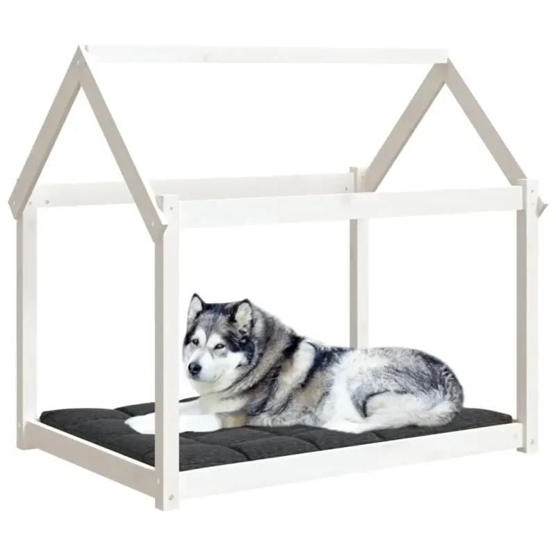 Hundebett Weiß 111x80x100 cm Massivholz Kiefer - HaustierPro
