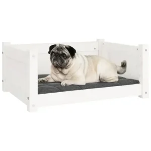 Hundebett Weiß 65,5x50,5x28 cm Massivholz Kiefer - HaustierPro