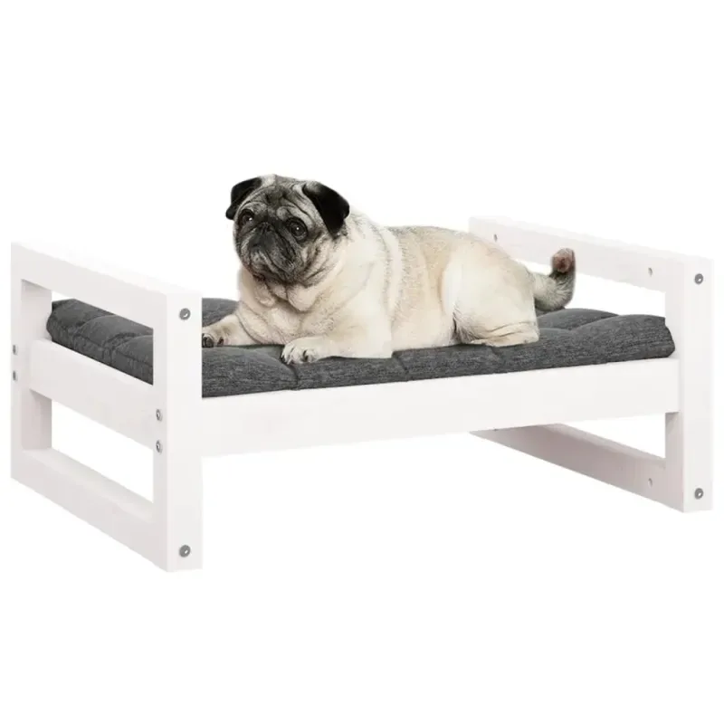 Hundebett Weiß 65,5x50,5x28 cm Massivholz Kiefer - HaustierPro