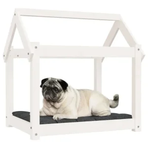 Hundebett Weiß 71x55x70 cm Massivholz Kiefer - HaustierPro
