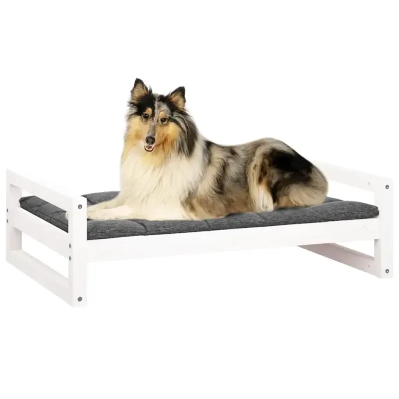 Hundebett Weiß 95,5x65,5x28 cm Massivholz Kiefer - HaustierPro