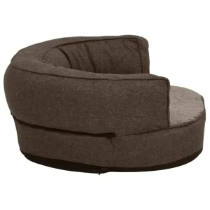 Hundematratze Ergonomisch 60x42cm Leinenoptik Fleece-stoff Braun - HaustierPro