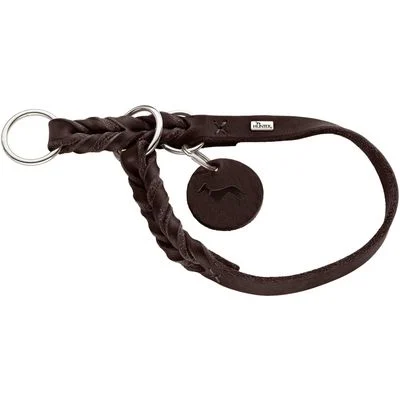 HUNTER Dressurhalsung Solid Education Größe: S-M, Farbe: dunkelbraun, Halsumfang: 35 - 40 cm, Breite: 1,8 cm