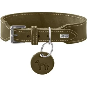 HUNTER Hundehalsband Aalborg extrabreit Größe: XS, Farbe: oliv, Halsumfang: 26 - 31 cm, Breite: 2,5 cm