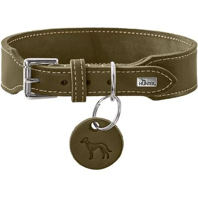 HUNTER Hundehalsband Aalborg extrabreit Größe: XS, Farbe: oliv, Halsumfang: 26 - 31 cm, Breite: 2,5 cm