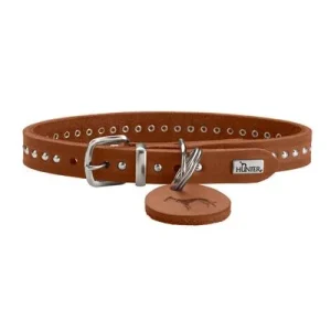 HUNTER Hundehalsband Aalborg style Größe: XXS-XS, Farbe: cognac, Halsumfang: 19 - 24 cm, Breite: 1,2 cm