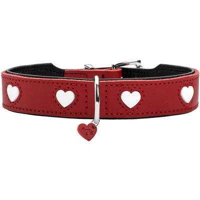 HUNTER Hundehalsband Love Größe: XS, Farbe: rot/schwarz, Halsumfang: 24 - 28 cm, Breite: 2,6 cm
