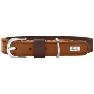 HUNTER Hundehalsband Wolmar Biothane x leder Größe: S, Farbe: schokobraun/cognac, Halsumfang: 33 - 39 cm, Breite: 1,9 cm