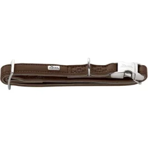 HUNTER Hundehalsung Amalfi Alu Strong Größe: M, Farbe: schokobraun, Halsumfang: 30 - 45 cm, Breite: 1,5 cm