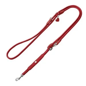 HUNTER Verstellbare Führleine Round & Soft Love, rot 200 cm lang, Ø 6 mm