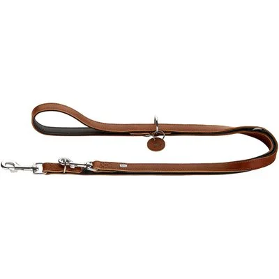 HUNTER Verstellbare Hundeführleine comfort Größe: 15/200, Farbe: cognac/schwarz, Länge: 200 cm, Breite: 1,5 cm