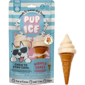 Imaginelles Pup Ice Dog SnackWaffle Cones Vanilla & Peanut Butter M