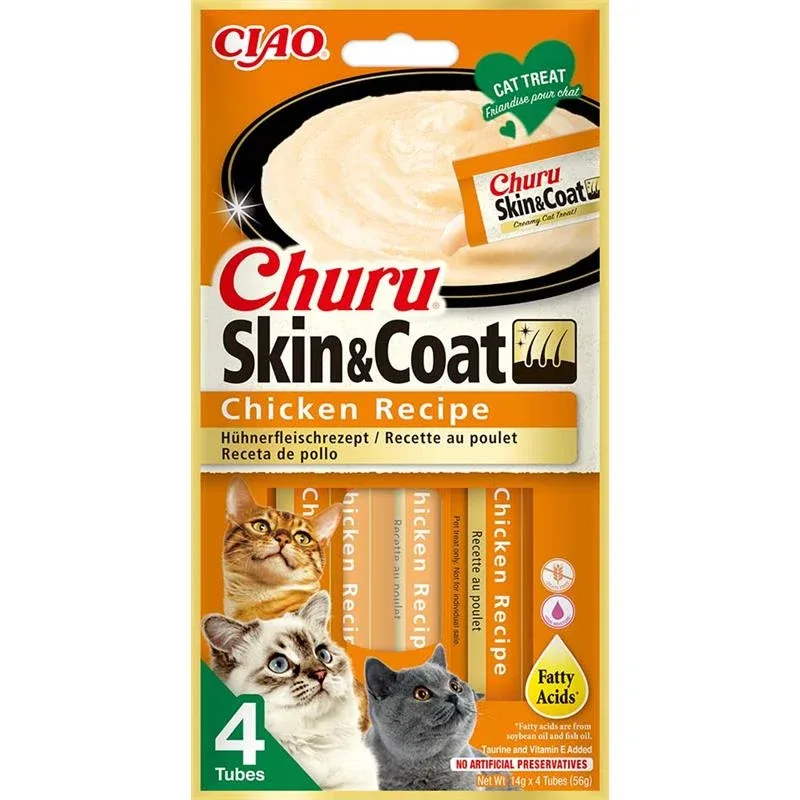 Inaba Cat Churu Skin & Coat Chicken 4x14g