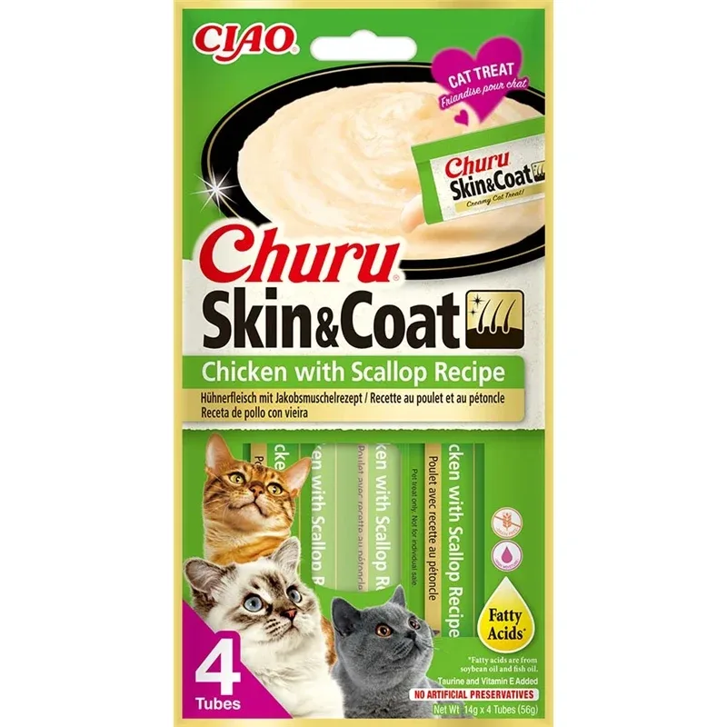 Inaba Cat Churu Skin&Coat Chicken with Scallop Recipe