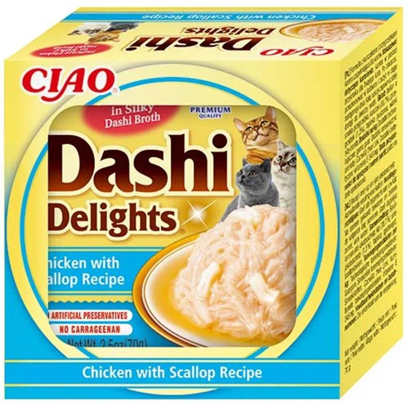Inaba Cat Dashi Delights Chicken & Scallop 70g