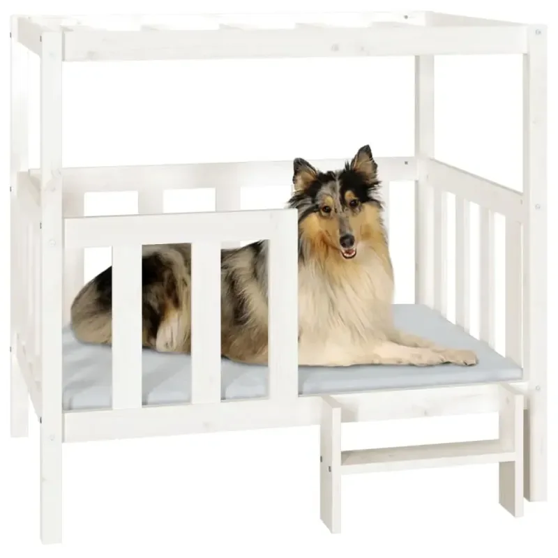 Isolierende Auflage vidaXL Hundebett Weiß 105,5x83,5x100 cm Massivholz Kiefer - HaustierPro