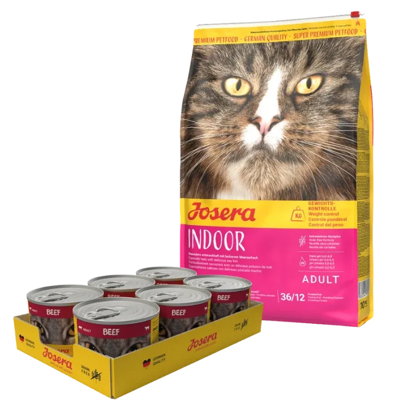 Josera Cat Indoor 10 kg + GRATIS Josera Cat Beef 6 x 200 g