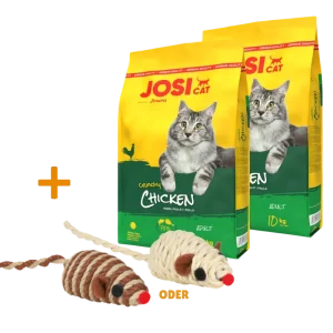 Josera JosiCat Crunchy Chicken 2 x 10 kg + GRATIS TRIXIE Spielmaus