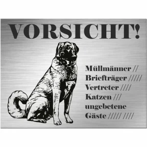 Kangal Hirtenhund - Schild bedruckt - Alu-Dibond Edelstahl Look für den Garten - HaustierPro
