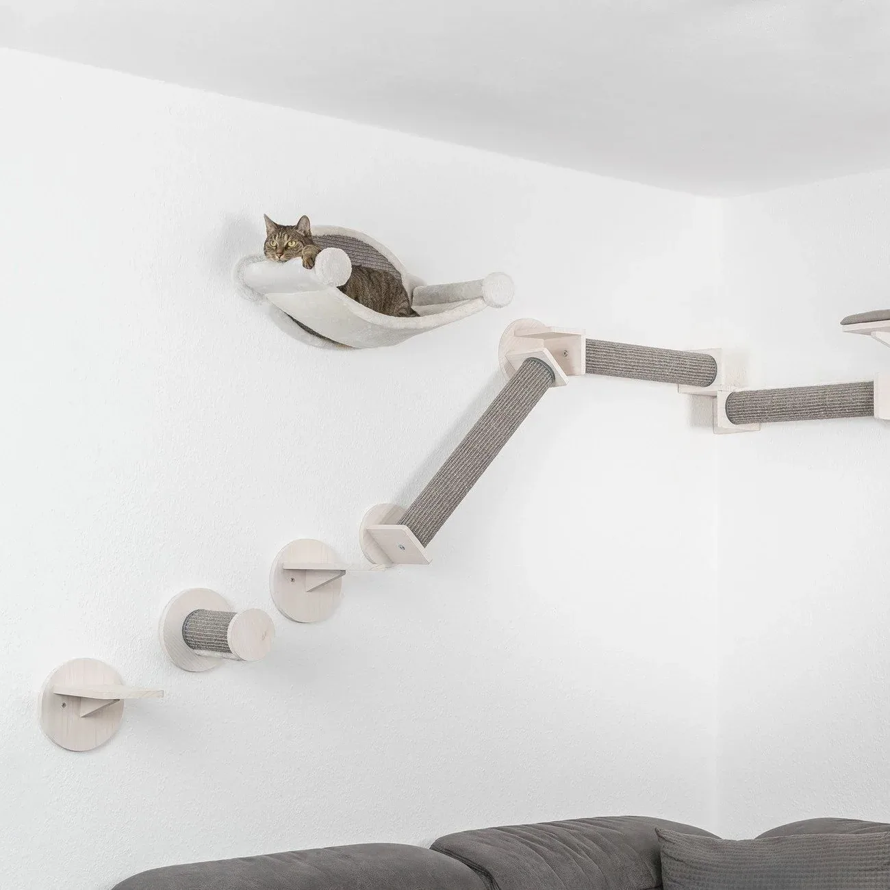 Katzen Kletterstufen zur Wandmontage mit Sisal - Image 2