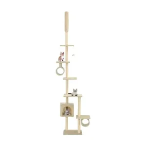 Katzen-Kratzbaum mit Sisal-Kratzsäulen 260 cm Elfenbein - HaustierPro