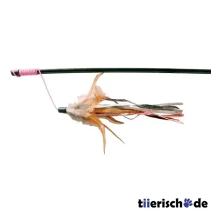 Katzen Spielangel mit Lederbändchen und Federn