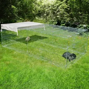 Kerbl Freigehege 4-Eck mit Ausbruchsperre und Gitterdach, groß L 200 x B 100 x H 60 cm