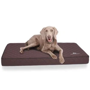 Knuffelwuff Orthopädische Hundematte Juna aus laser-gestepptem Kunstleder L 78x65cm Braun