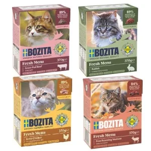 Kombi-Paket: Bozita Megapack Tetra Häppchen 48 x 370 g Megapack 1 in Gelee: Viel Huhn, Rinderhack, Kaninchen, Sterilised mit Hirsch