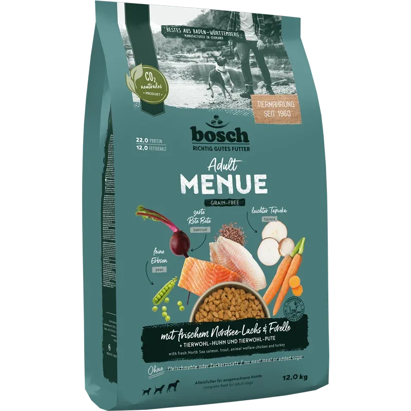 Kombipaket bosch HPC MENUE Adult Nordsee-Lachs + GRATIS bosch Fruitees frisches Geflügel & Apfel - Image 2