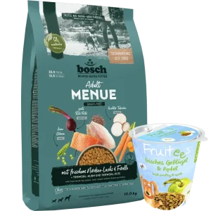 Kombipaket bosch HPC MENUE Adult Nordsee-Lachs + GRATIS bosch Fruitees frisches Geflügel & Apfel
